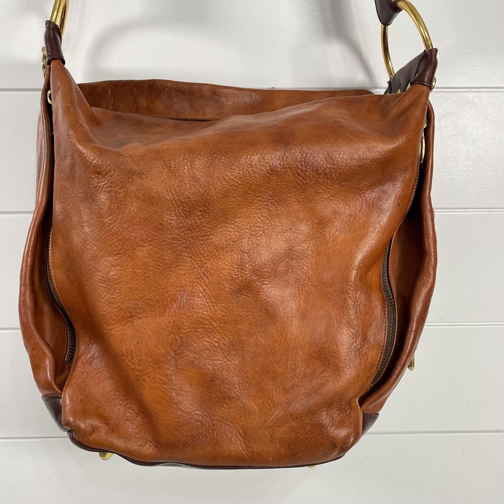 Marino Orlandi Leather Shoulder Bag Womens‎ Brown Tan Made in Italy Hobo Purse